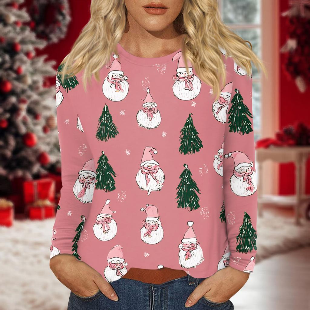 Women's Daily Casual Long-sleeved Printed O-neck Top