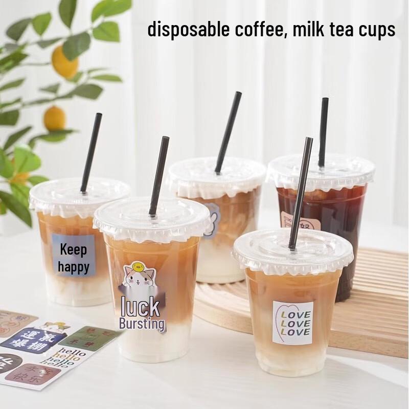 AVADEN Einweg-Plastik-Kaffee- & Milchteebecher mit Deckeln