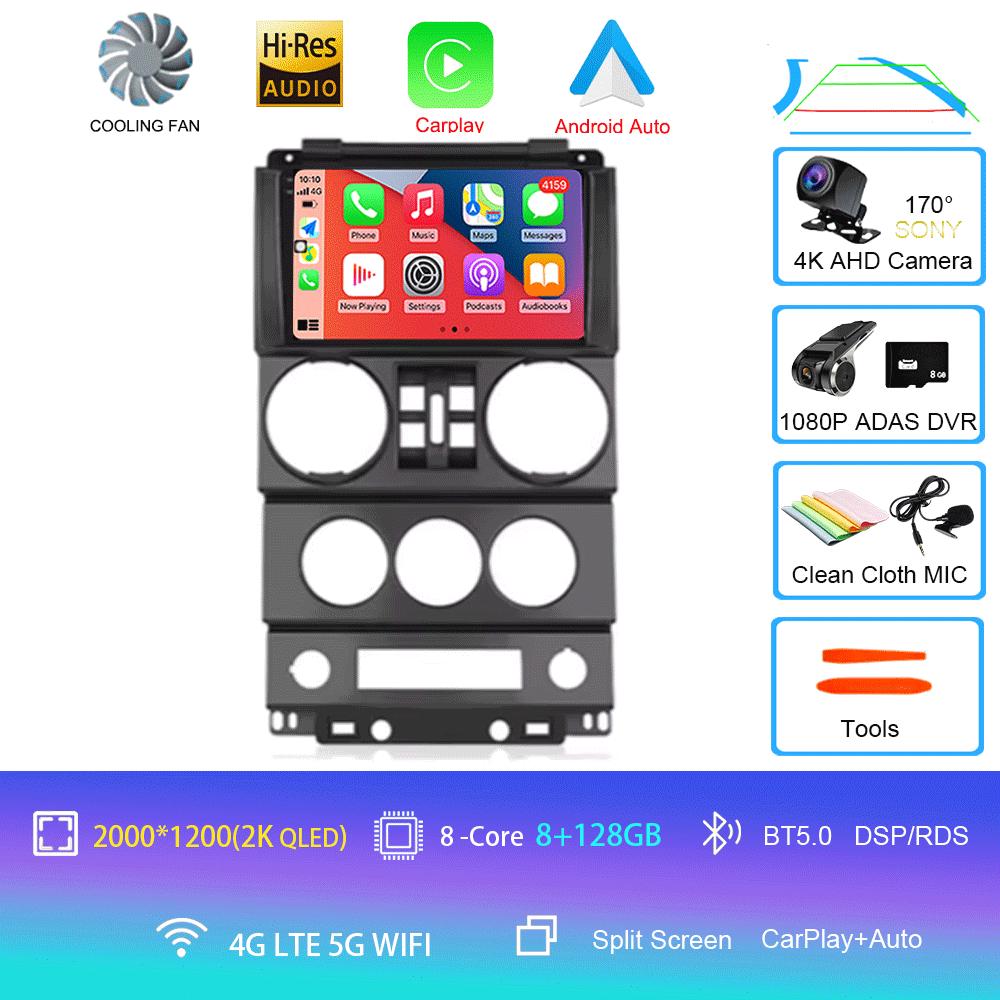 For Jeep Wrangler Unlimited 3 JK 2008 - 2010 Android 14 Car Radio Multimedia PlayerNavigation GPS Autoradio Carplay Head Unit