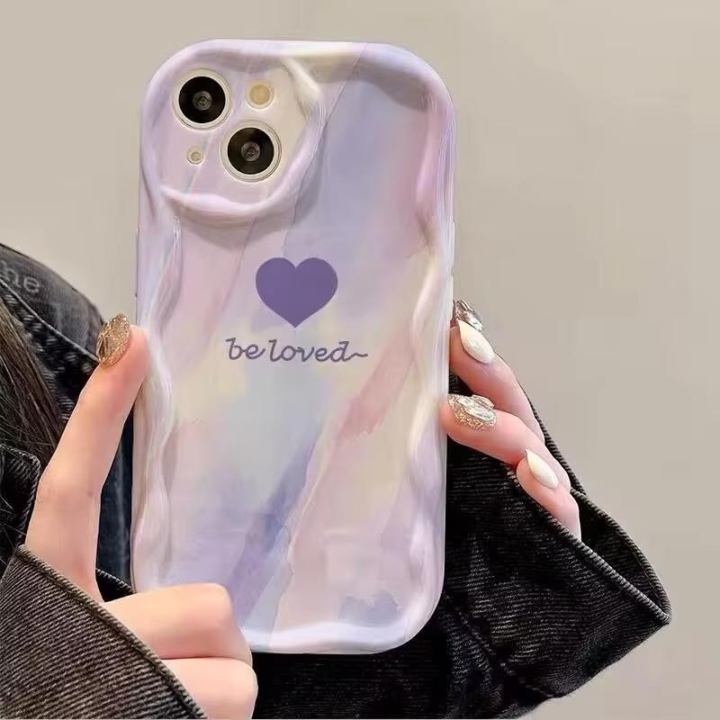 Gradient INS Love Heart Wavy Phone Case For IPhone 17 16 15 17 Pro Max 14 11 13 12 Plus IPhone17 Air Clear Soft Silicone Cover