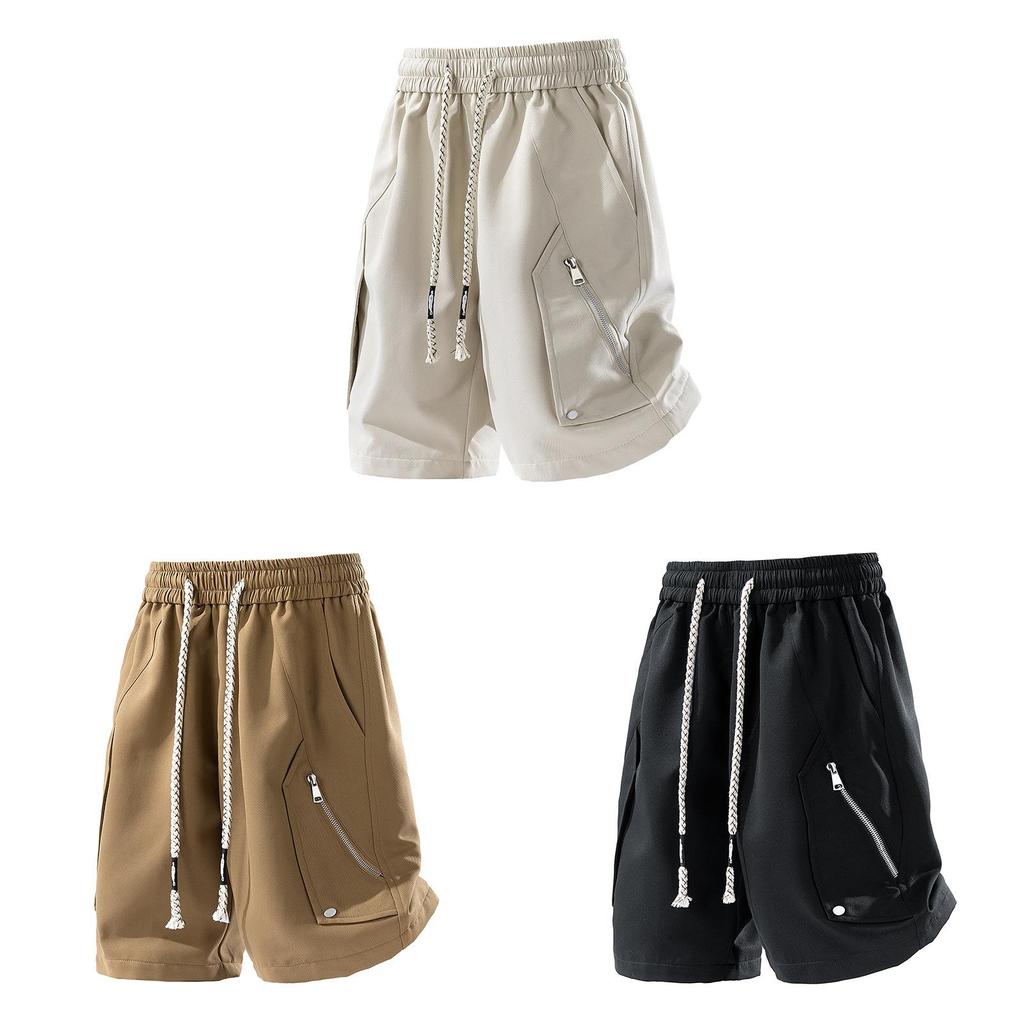 Korean Style Cargo Shorts For Men Summer Breathable Fabric With Drawstring Waist Casual Summer Wear