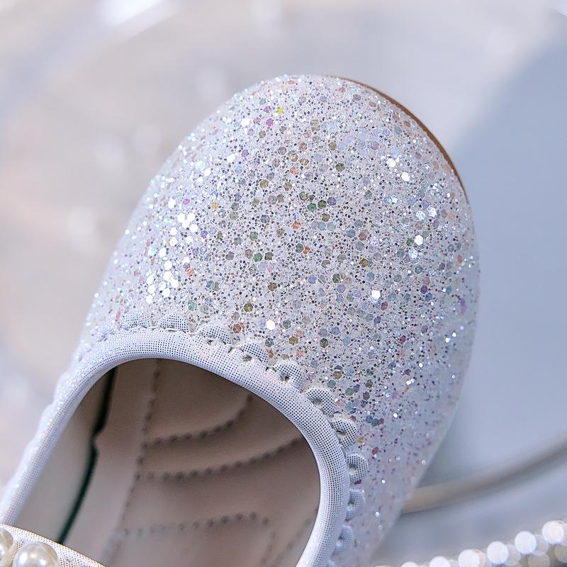 Girls' Autumn 2025 Sequin Closed-Toe Flats: Soft-Soled Princess Shoes for Performances & Formal Dresses