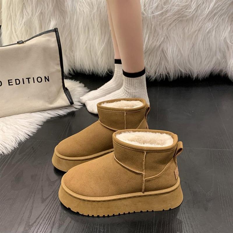 Autumn and Winter New Cotton Shoes Women's Warm Fashion Versatile Thick-soled Matte Surface Piled Thickened Fluffy Snow Boots