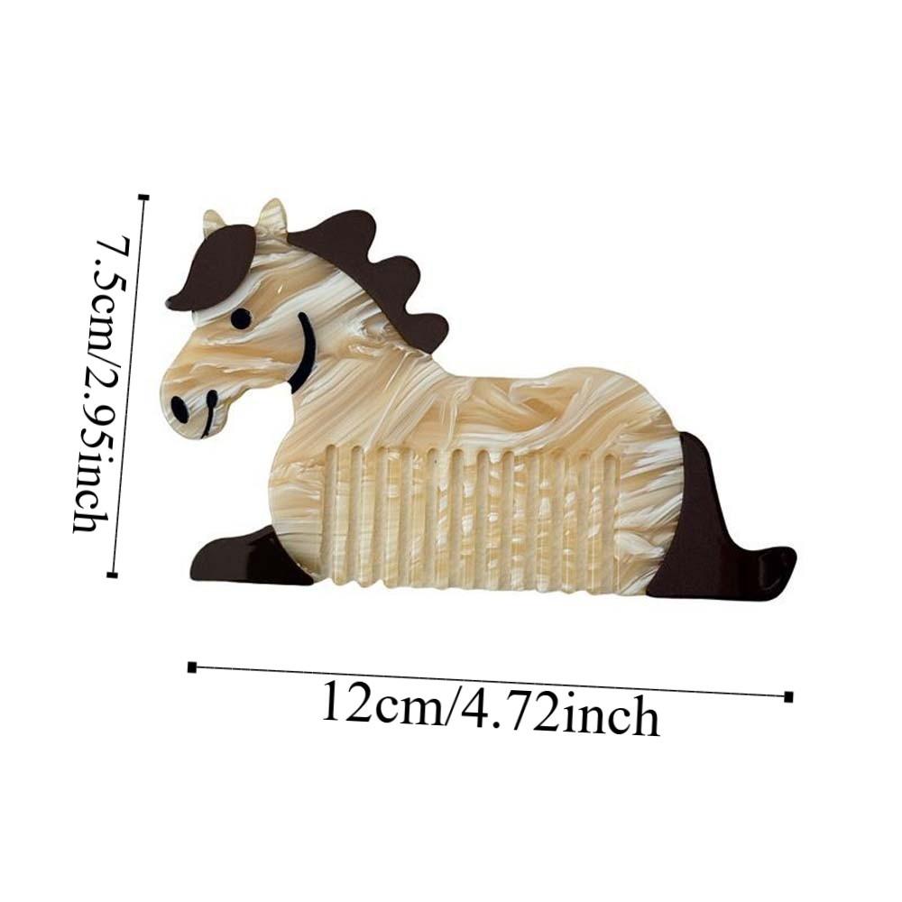 Portable Horse Acetic Acid Comb Cartoon Acetate Makeup Comb Hair Accessories Contrast Color Hairdressing Combs Household