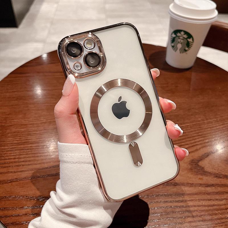 Compatible MagSafe Case with Lens Film for Apple 15 Pro Max/14 Pro/13 Transparent