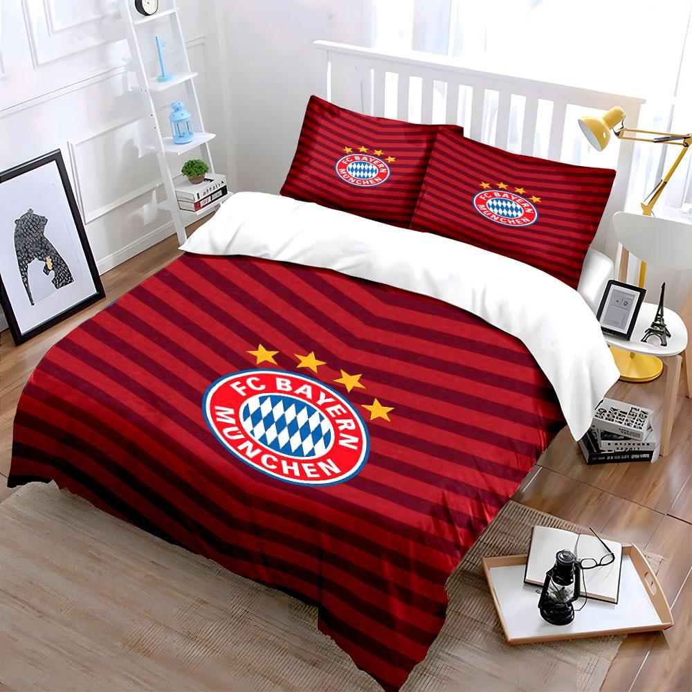 "Red Stripe FC Bayern Bedding" Bedding Duvet Cover Set Duvet Cover Pillowcases  (1 * Duvet Cover 2 * Pillowcases, Without Duvet Insert)