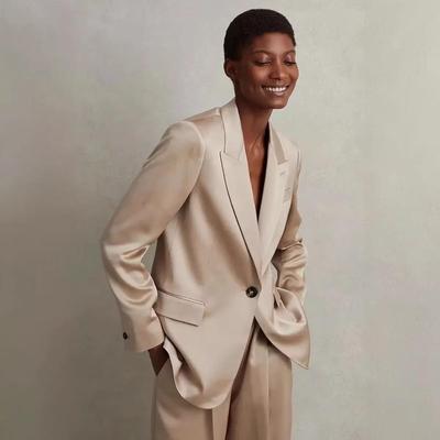 High Quality Women's Two Pieces Suit Set One Button Peak Lapel Slim Jacket Pants Sets Office Business Banquet Female Clothing