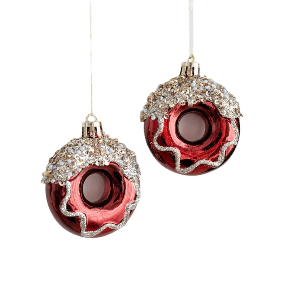 Irregular Design Christmas Hanging Ornaments Red Painted Holiday Decorations Holiday Scene