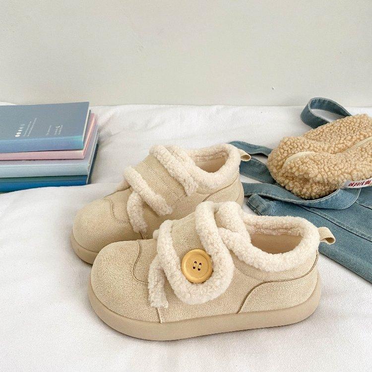 Velcro bread cotton shoes popular warm velvet board shoes round head snow boots