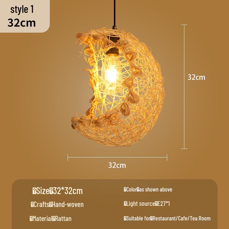 Bamboo Woven Lantern Light for Chinese Restaurant or Teahouse - Rattan Straw Hat Pendant Light