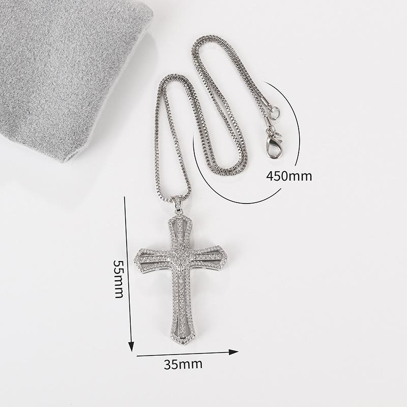 New European and American Cross Necklace for Men and Women Zircon Pendant Collarbone Chain Jewelry