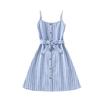 Summer New Girls Striped Dress Single Breasted Sleeveless Suspender Dress Children's Clothing