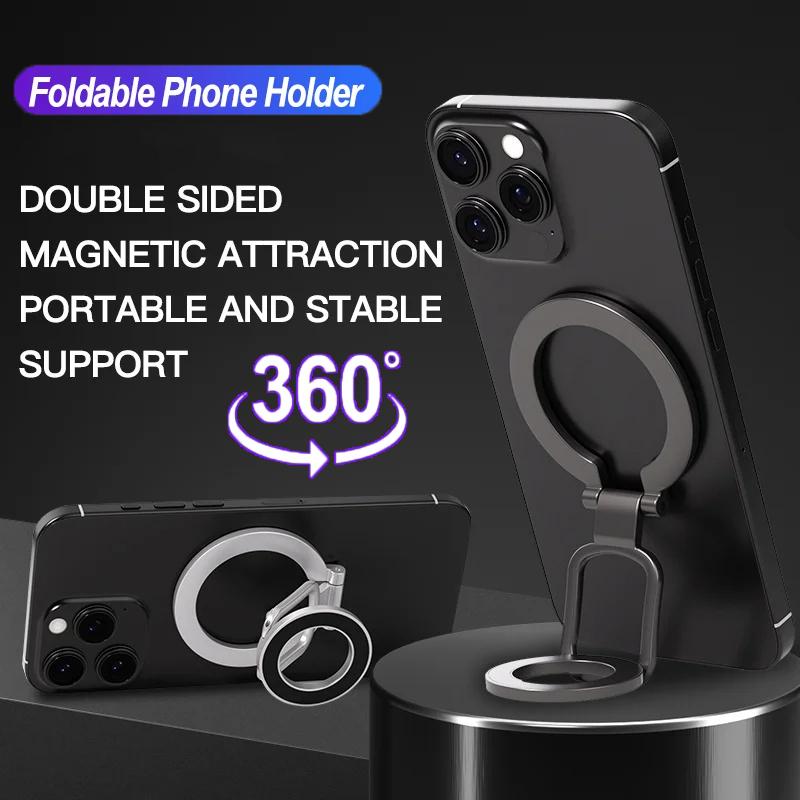 360° Double Sided MagSafe Phone Stand Magnetic Phone Ring Holder Kickstand Magnet Grip For iPhone 15 Android Gym Car Holder 2025