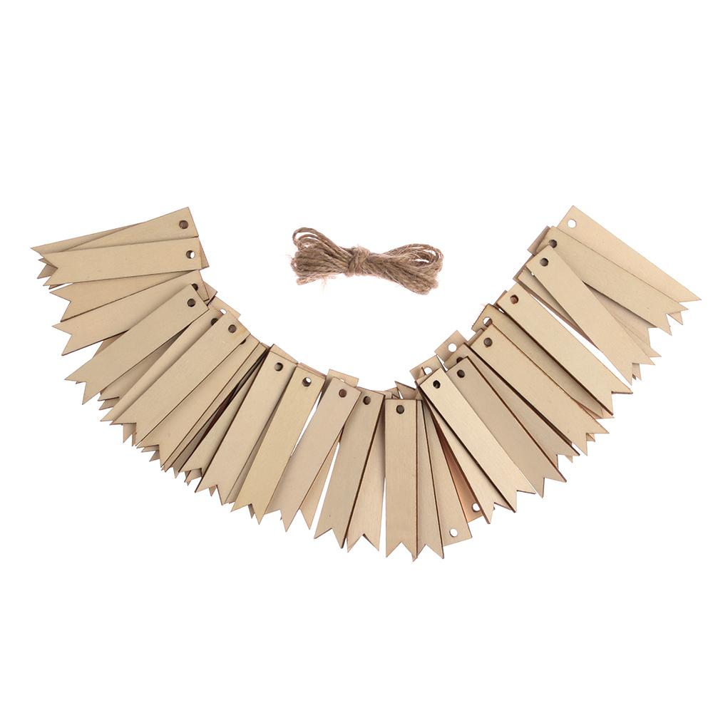 10-50pcs/set Unfinished Blank Rectangle Wooden Hanging Tags with Rope for Scrapbooing Party Favor Wedding Gift Tags