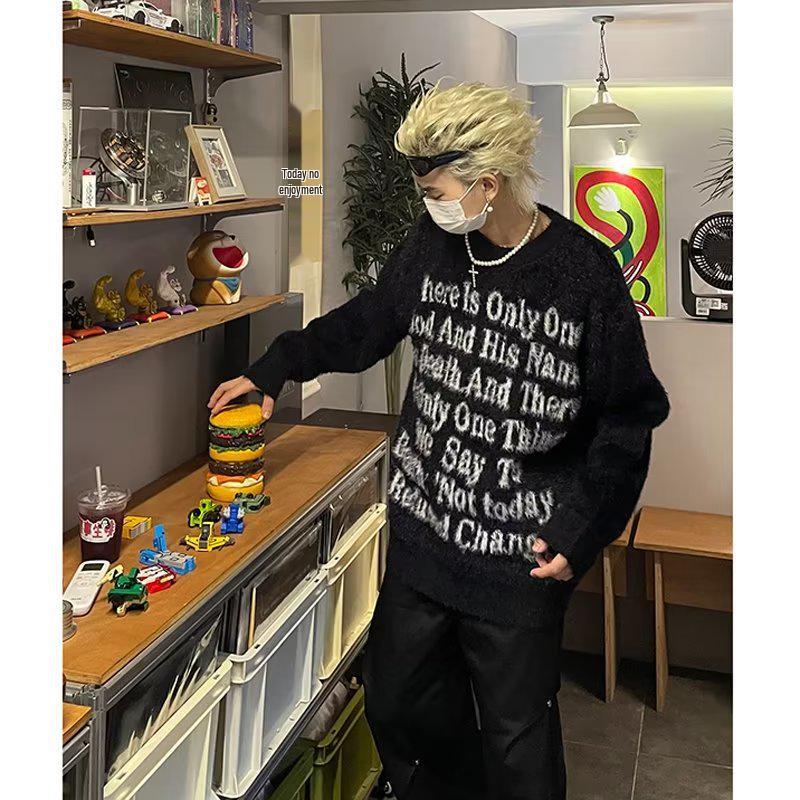 

Unisex Thickened Mink Fur Pullover Sweater - Cozy & Trendy Winter Knitwear Medium чорний