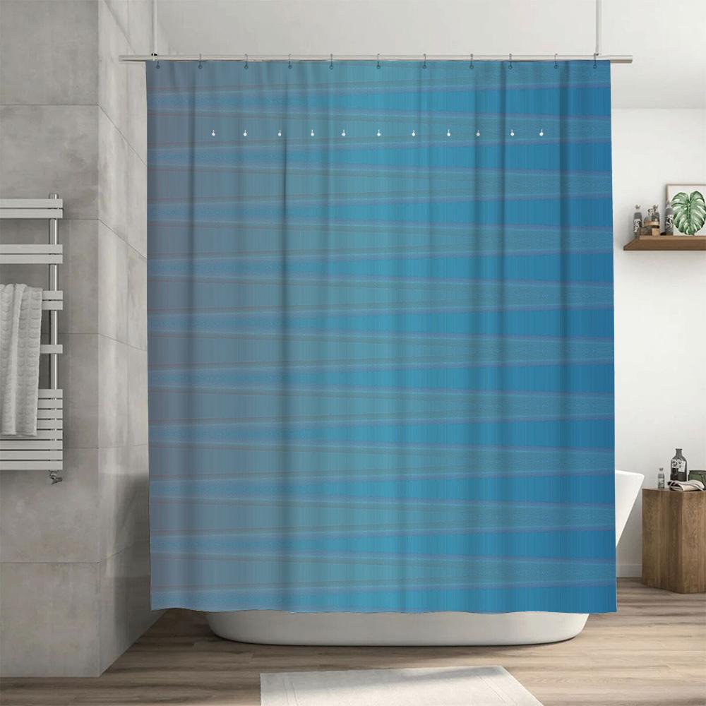 Blue Striped Shower Curtain Waterproof Bath Decoration For Bathroom Accessories In Home Kitchen.