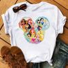 Funny Summer Disney Villains Printed Women T Shirts Round Neck Y2k Clothes Cartoon Graphic T Shirts 90s Female Tops Tees