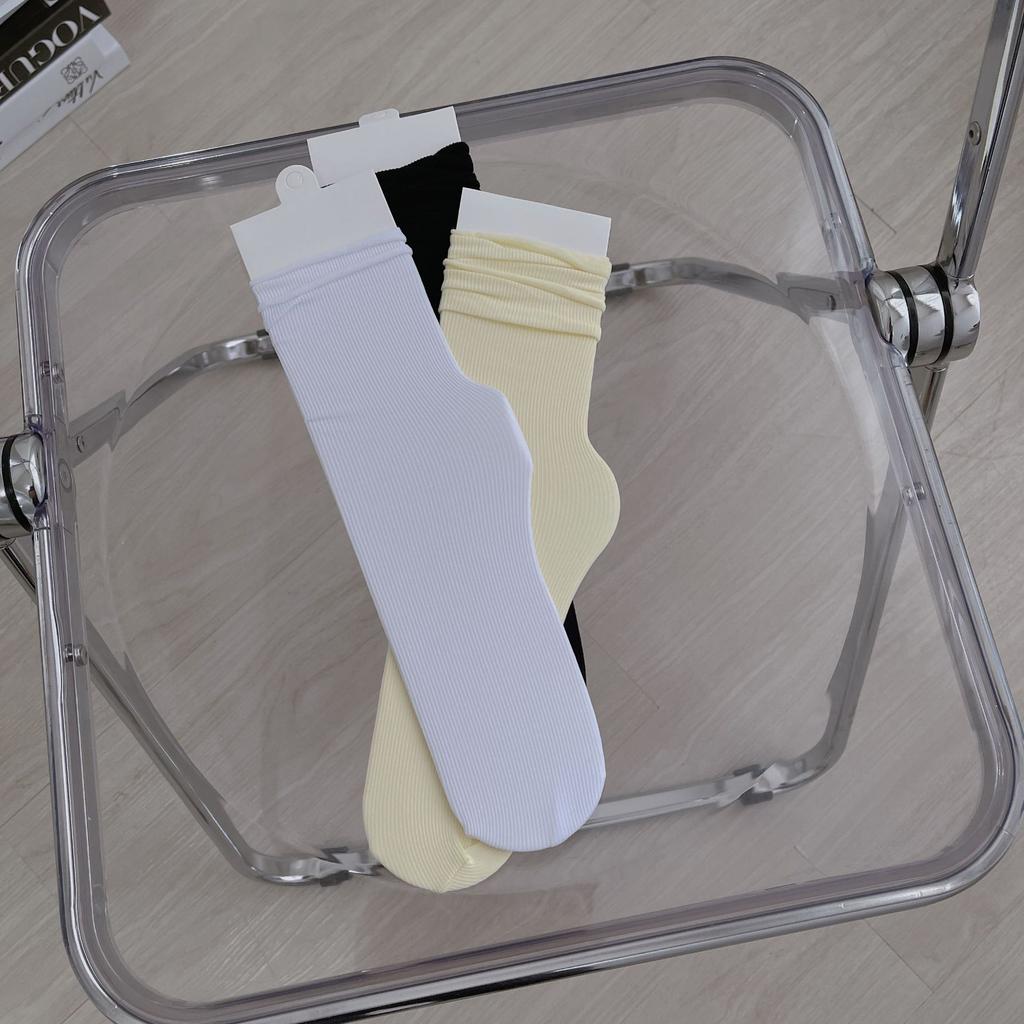 Ice Socks, Medium Socks, Summer Thin Trendy Internet Celebrity White Velvet Outside, Spring And Autumn Long Piles Of Socks