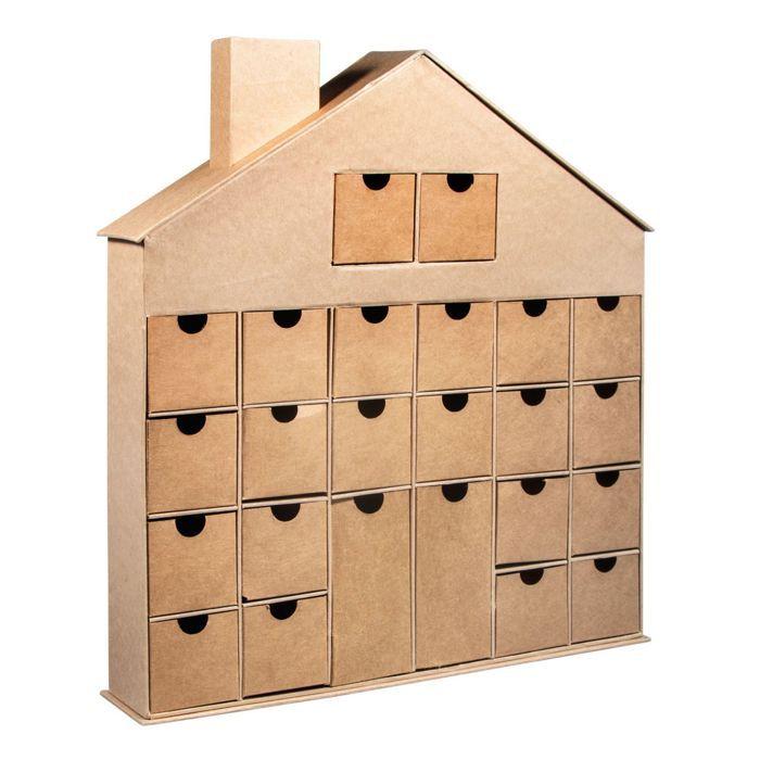 Calendrier De L'avent Maison En Carton À Décorer 40 X 36 Cm