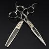 6.0" Damascus Pattern Left-Hand Hairdressing Scissors: Straight & Thinning Shears
