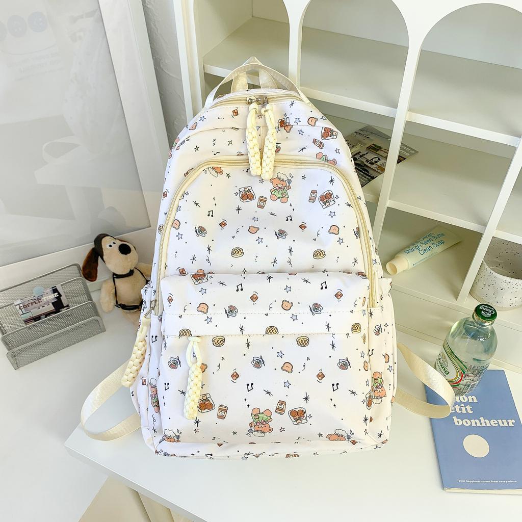 Schoolbag cartoon graffiti backpack ins cute college student large capacity girl junior high school girl schoolbag casual versatile backpack