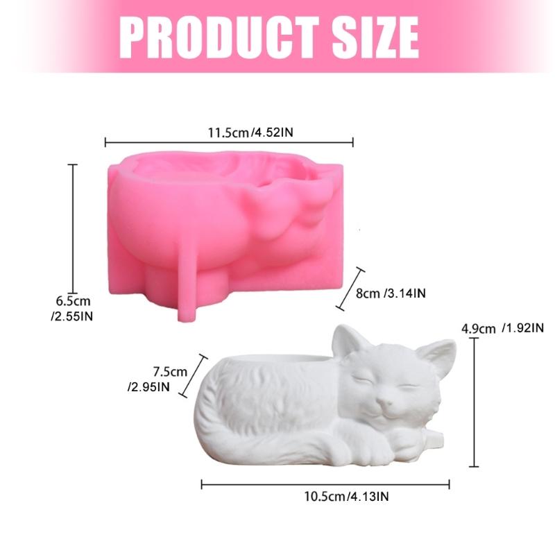 Kätzchenform Blumentopf Silikonform Hitzebeständige Kerzenbecher Silikonform zum Kerzen- und Seifengießen Heimdekoration