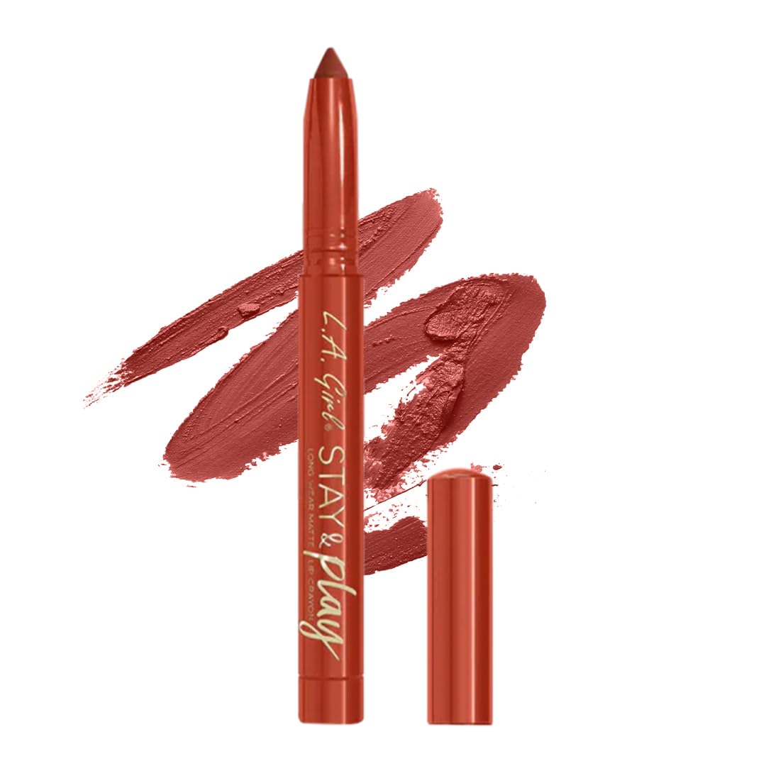 L.A.Girl- Stay & Play Matte Lip Crayon- All The Feelz| Comfortable, rich matte formula |Long wearing and weightless | Moisturizes lips with aloe