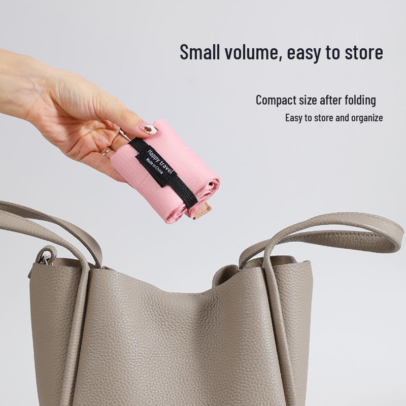 Eco-Friendly Foldable Shopping Bag: Large Capacity, Ultra-Light, Accordion Pleat Design with Hanging Buckle for Travel.
