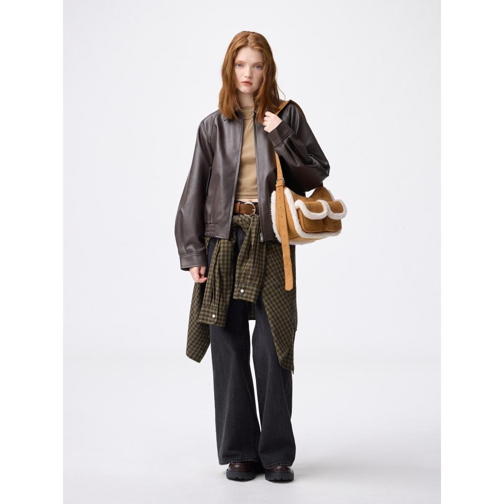 Gu By Uniqlo Fake Leather Harrington Jacket