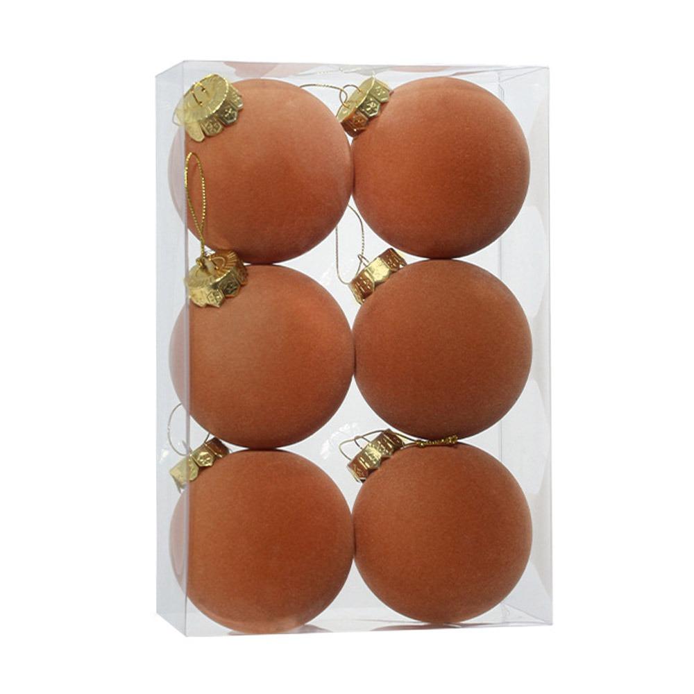 6pcs Set 8CM Size Christmas Ball Decoration Plastic Velvet Balls Party Wedding Gifts Christmas Tree Pendant Flock Colored