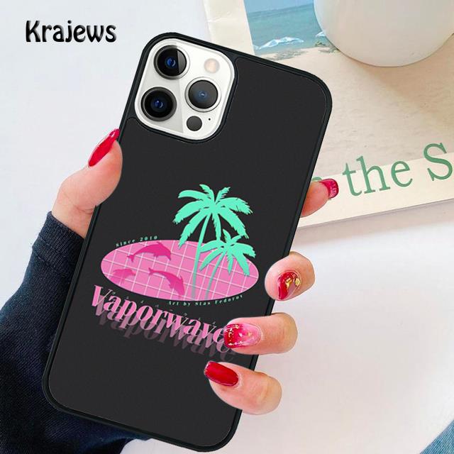 80s Retrowave Neon Palms Tree Soft Phone Case For iPhone 17 Air 16 15 14 Max Plus 11 12 13 Pro Max Phone Cover Fundas