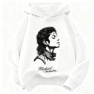 Children Hooded Sweatshirt Michael Jackson Who's Bad Album Portrait Print Pullover Kids Boys Girls Fashion Casual Hoodie
