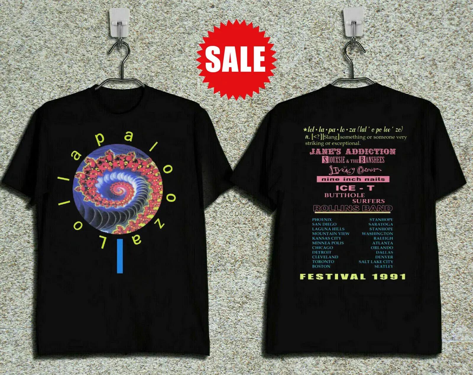 1991 Lollapalooza Tour Double Side Black T-Shirt M