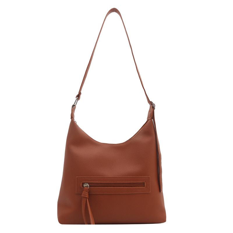 

Retro large-capacity bag women s 2024 spring and summer new fashionable versatile shoulder bag Korean version commuter texture tote bag коричневий