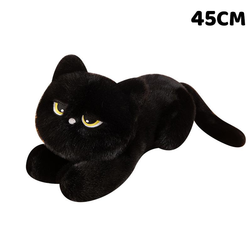 Black Lying Cat Stuffed Animal Soft Fluffy Simulated Plush Doll for Cat Lovers Collectible Kids Gift