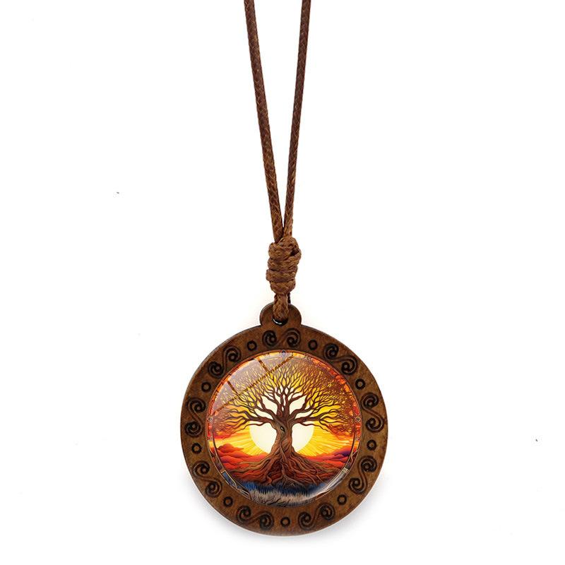 Tree of Life Time Wooden Women's Accessories Retro Pendant Necklace Under the Sunset