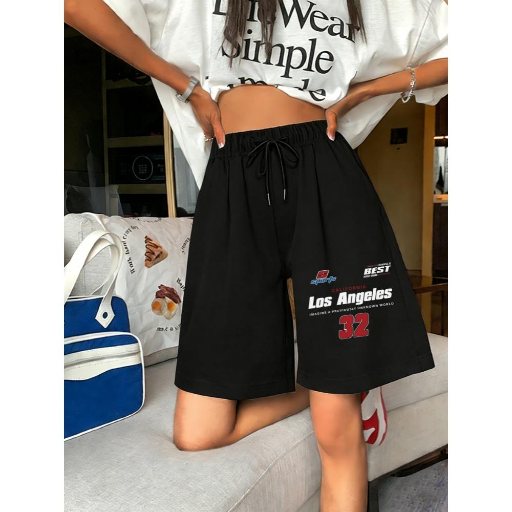 

Pant Los Angeles California Number 32 Print Women S Shorts Wide Leg Gym Short Pants Drawstring Pant Elasticity S