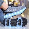 Kids Lights Sports Shoes Rubbing Shoes Charging and Disassembling Four Wheels Slide Shoes LED Kids Glowing Sneakers