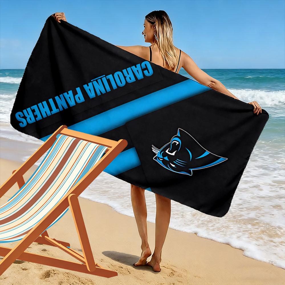 Giant Beach Blanket with Carolina Panthers NFL Team Logo, Quick Dry Microfiber, Soft Portable, for Beach Pool Travel
