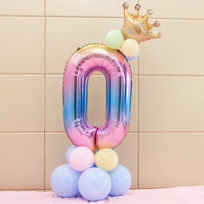 15Pcs/set DIY 0-9 Number Balloons Crown Number Foil Balloon Digit Balloon Birthday Party Decoration