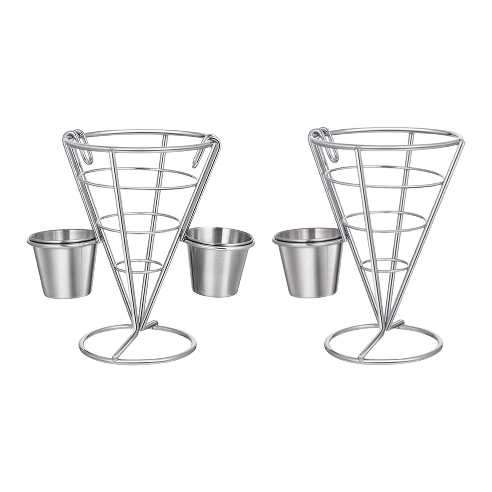 

French Fries Stand ,Iron Cone Shaped Fry Holder, Fried Food Basket French Fry Single Cup