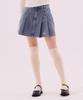 Deliscent Jacquard Denim Pleated Skirt [Blue]
