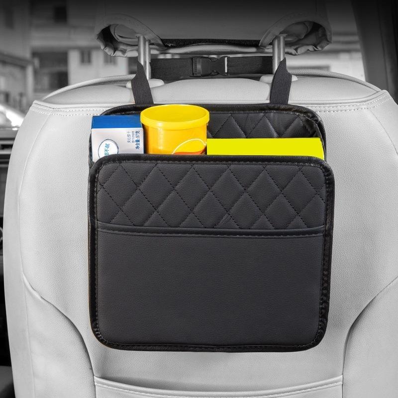 Large Capacity Leather Car Seat Back Storage Bag Waterproof Hanging Garbage Bag Trash Can Car Universal Interior Pocket
