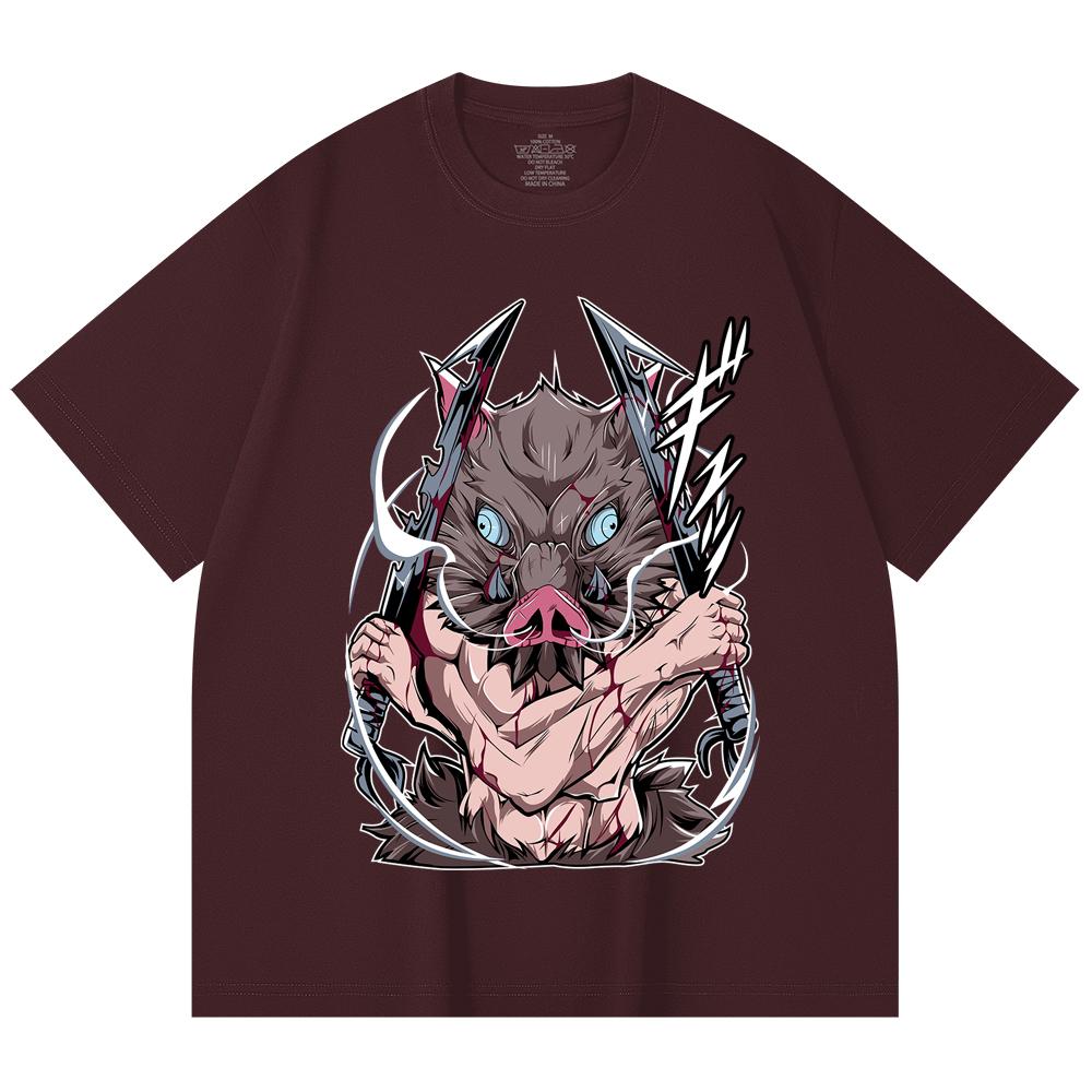 

230 Gsm 100% Cotton Demon Slayer V4 Inosuke Print Unisex Heavy Cotton T Shirt 2XL