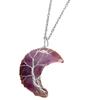 Moon Pendant Necklace Natural Resin Spiritual Gemstone Jewelry