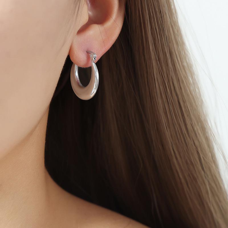 French Geometric U-Shaped Earrings, 18K Gold Titanium Steel, Colorfast, Sweet Girl Style