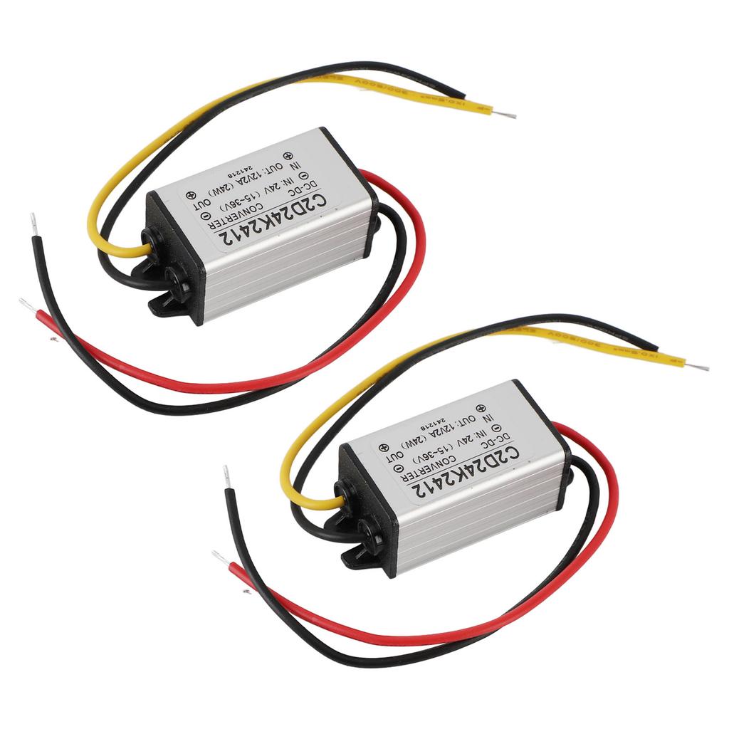 2pcs to voltage converter, 24V to 12V step-down power regulator for vehicles, boats, solar systems, IP68 sling, operating temperature -40-+80