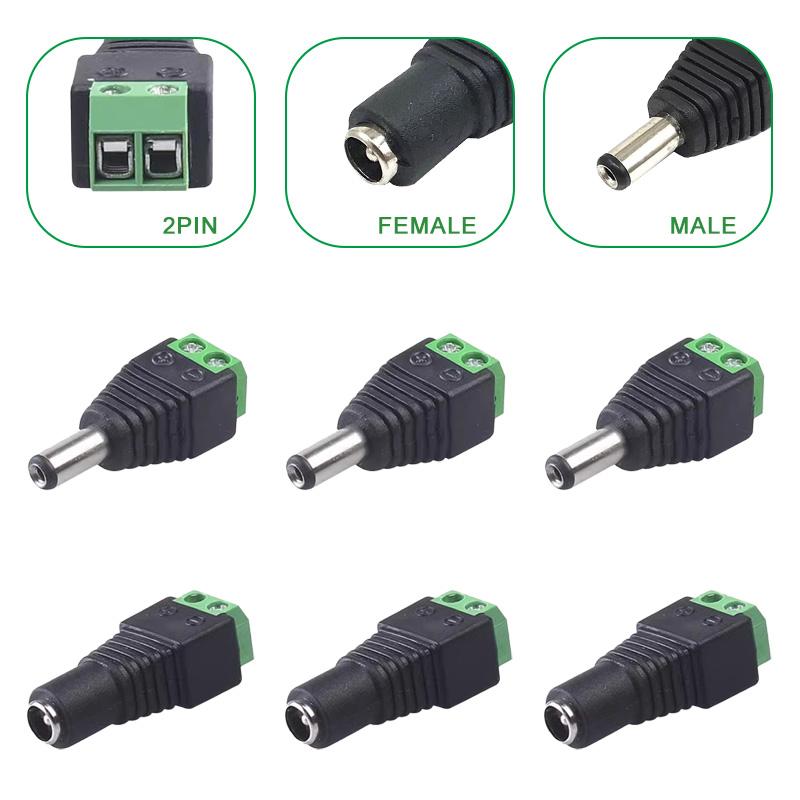 5PCS 12V DC Power Connector Plug Jack 2.1mmx5.5mm Adapter Male Female Socket Barrel for CCTV Camera LED Strip Supply Terminal