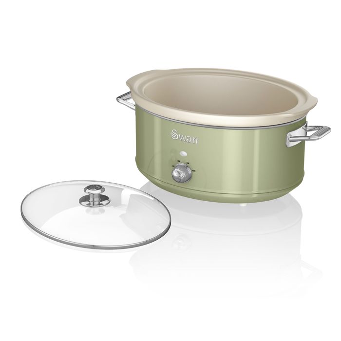 Retro-Schmortopf 6,5l abnehmbare antihaftbeschichtete Keramikpfanne, Vintage Schwan SF17031GNEU 320W grün