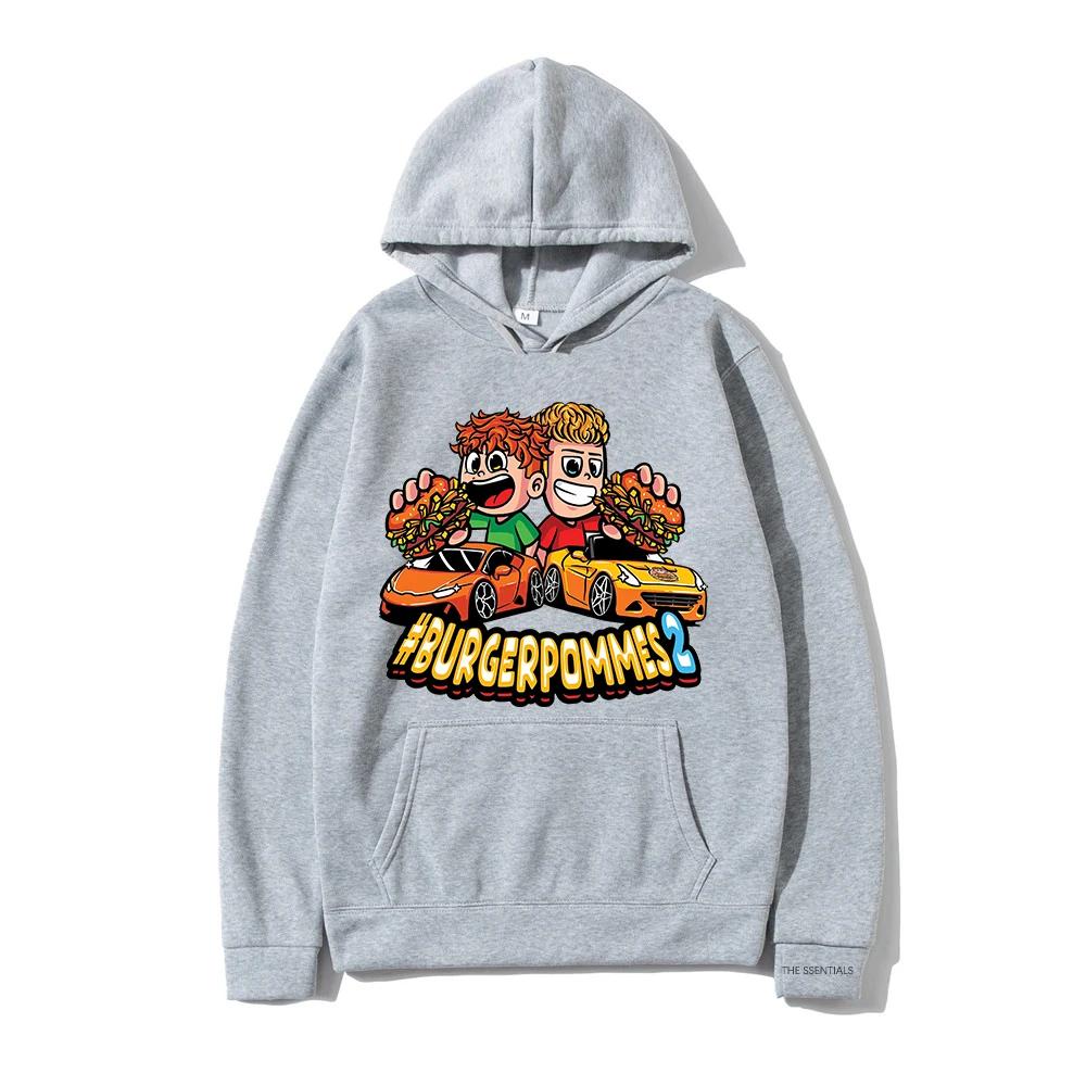 Burgerpommes 2 Hoodies Mode Street Hoodies Geeignet für Männer und Frauen Herbst/Winter Warme Lässige Hoodies Sweatshirts